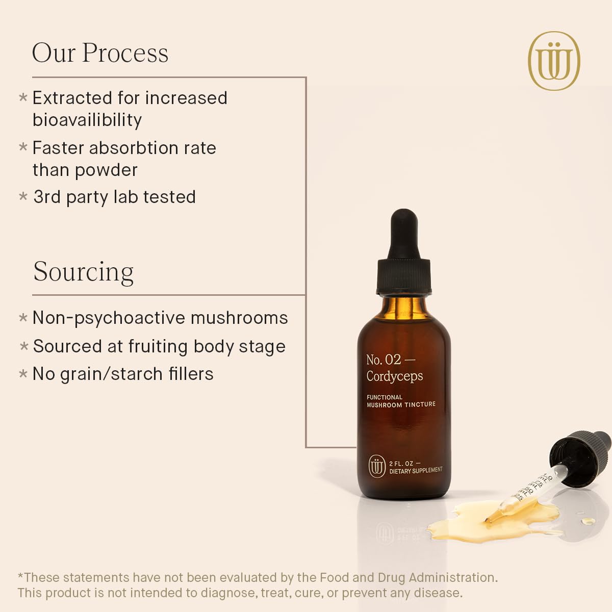 UPHORIC URTH Cordyceps Mushroom Tincture in a glass
