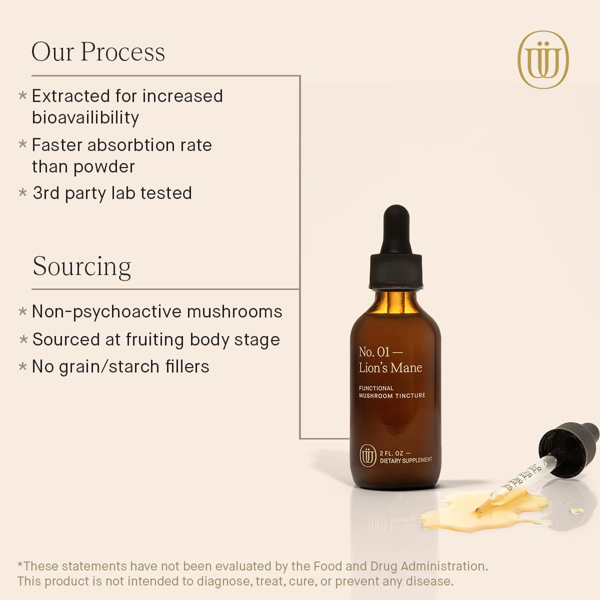 UPHORIC URTH Lion's Mane Mushroom Tincture dropper close-up