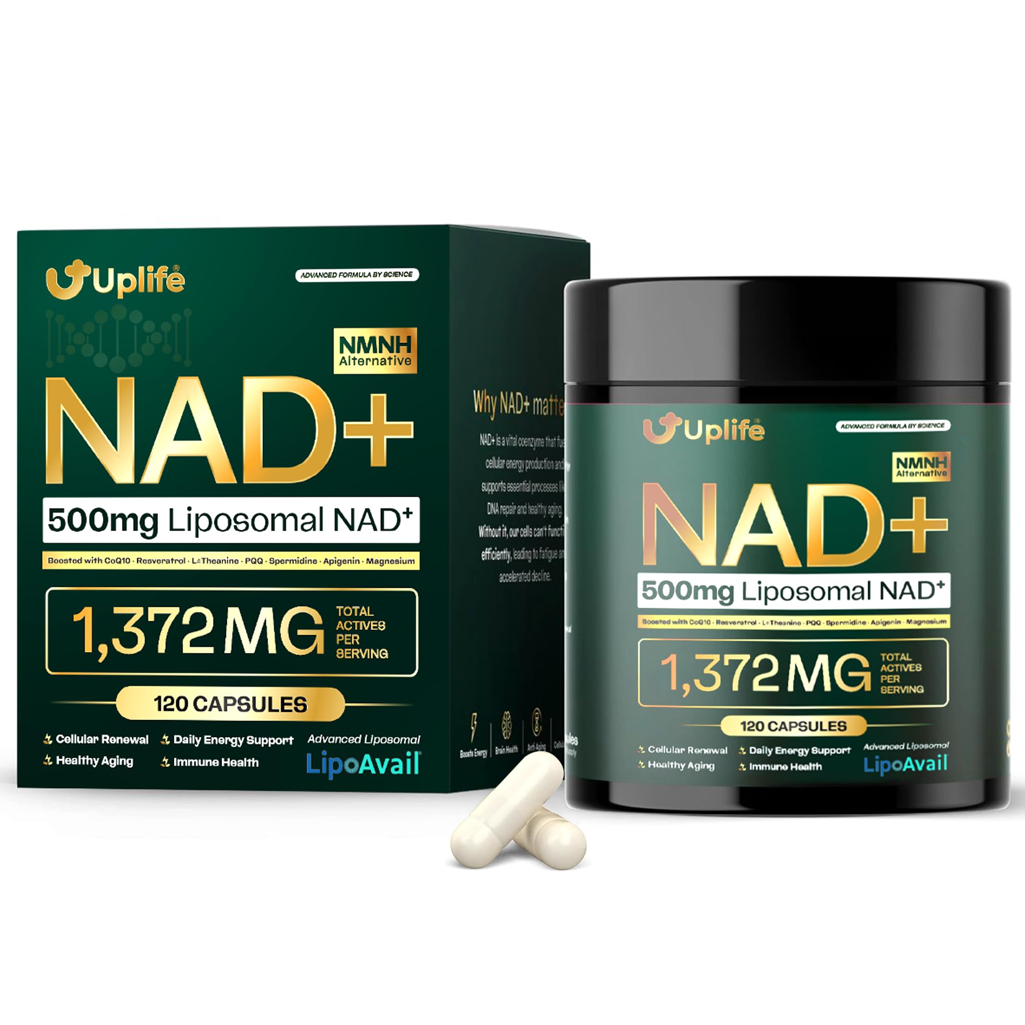 UPLIFE Advanced NAD+ Complex 1372mg 24 Capsules front view