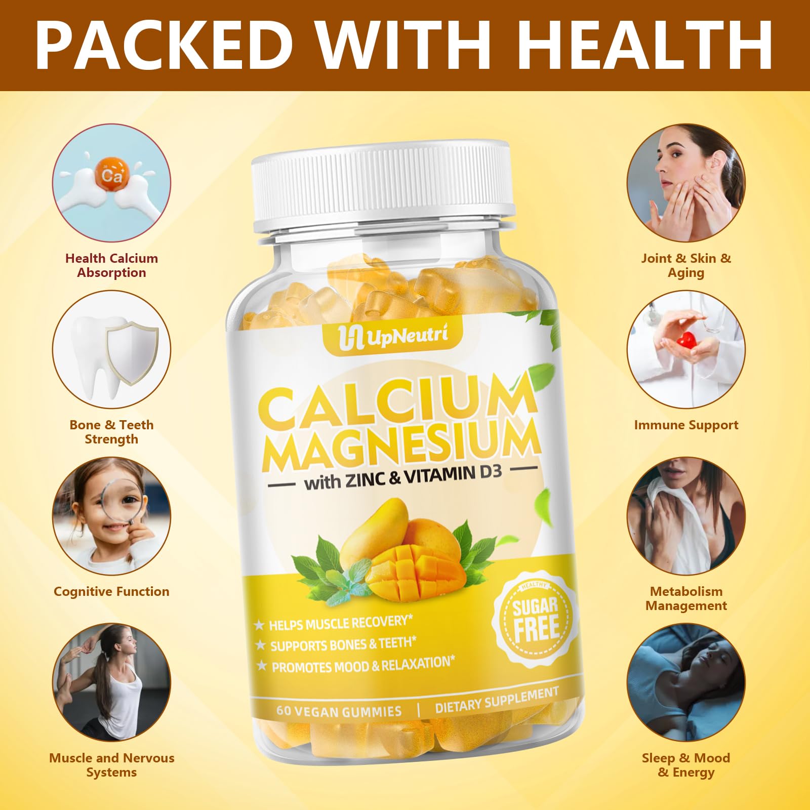 UPNEUTRI Calcium Magnesium Zinc Gummies packaging
