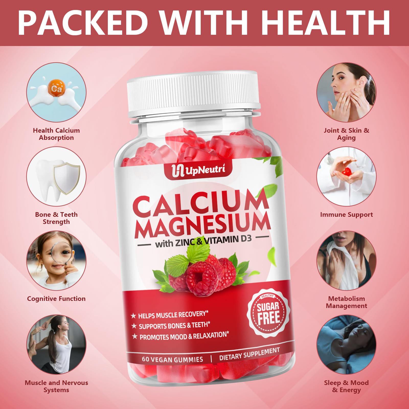 UPNEUTRI Calcium Magnesium Zinc Gummies serving size