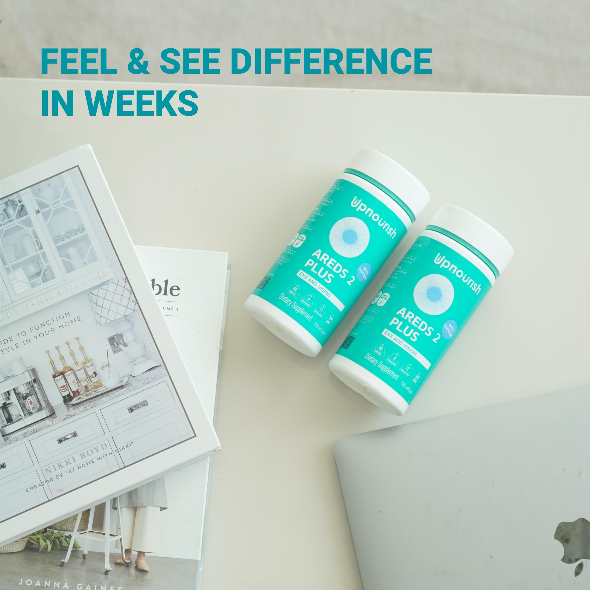 UpNourish AREDS 2 Plus Eye Vitamins with a lemon for visual context