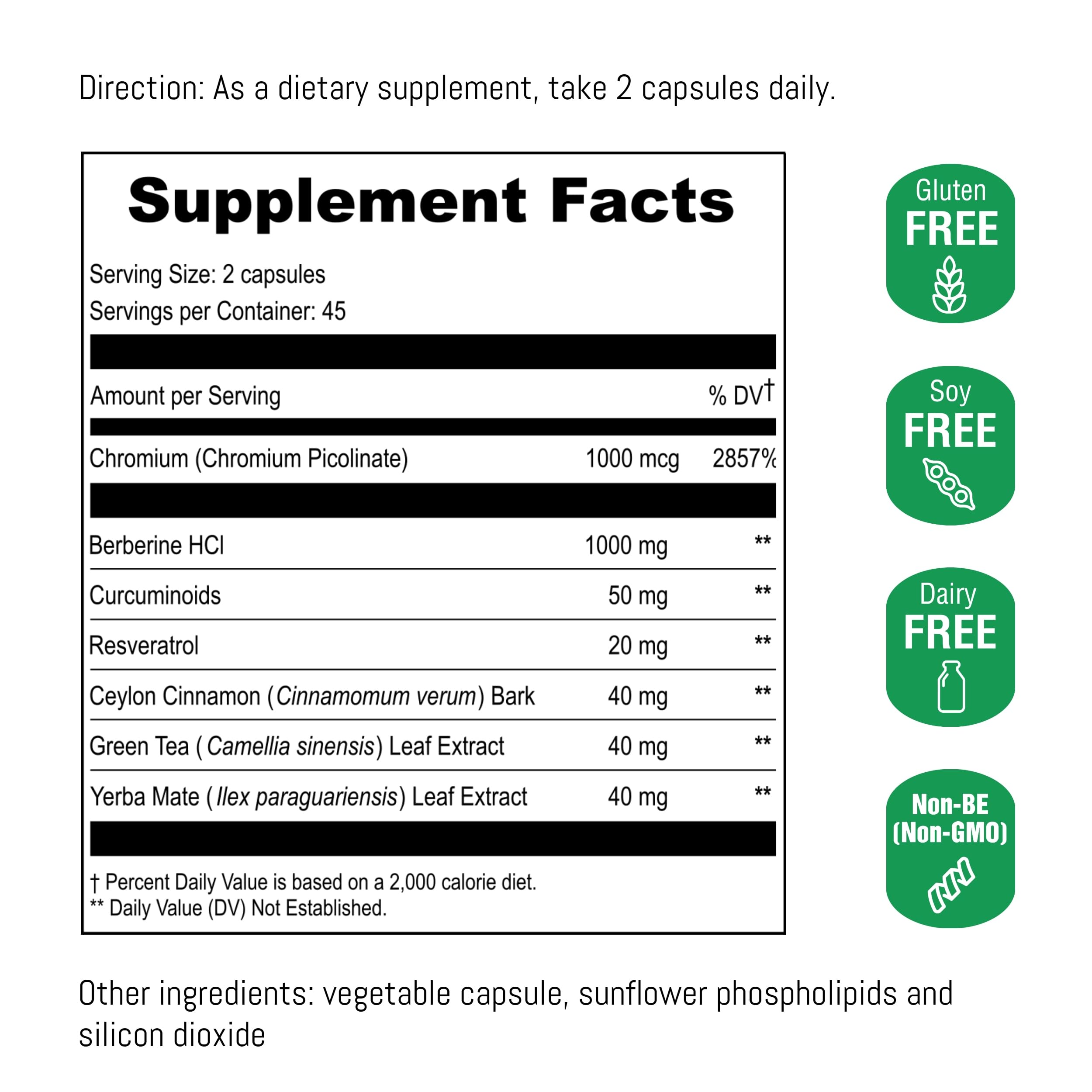 UpNourish Berberine 1000mg capsules side view