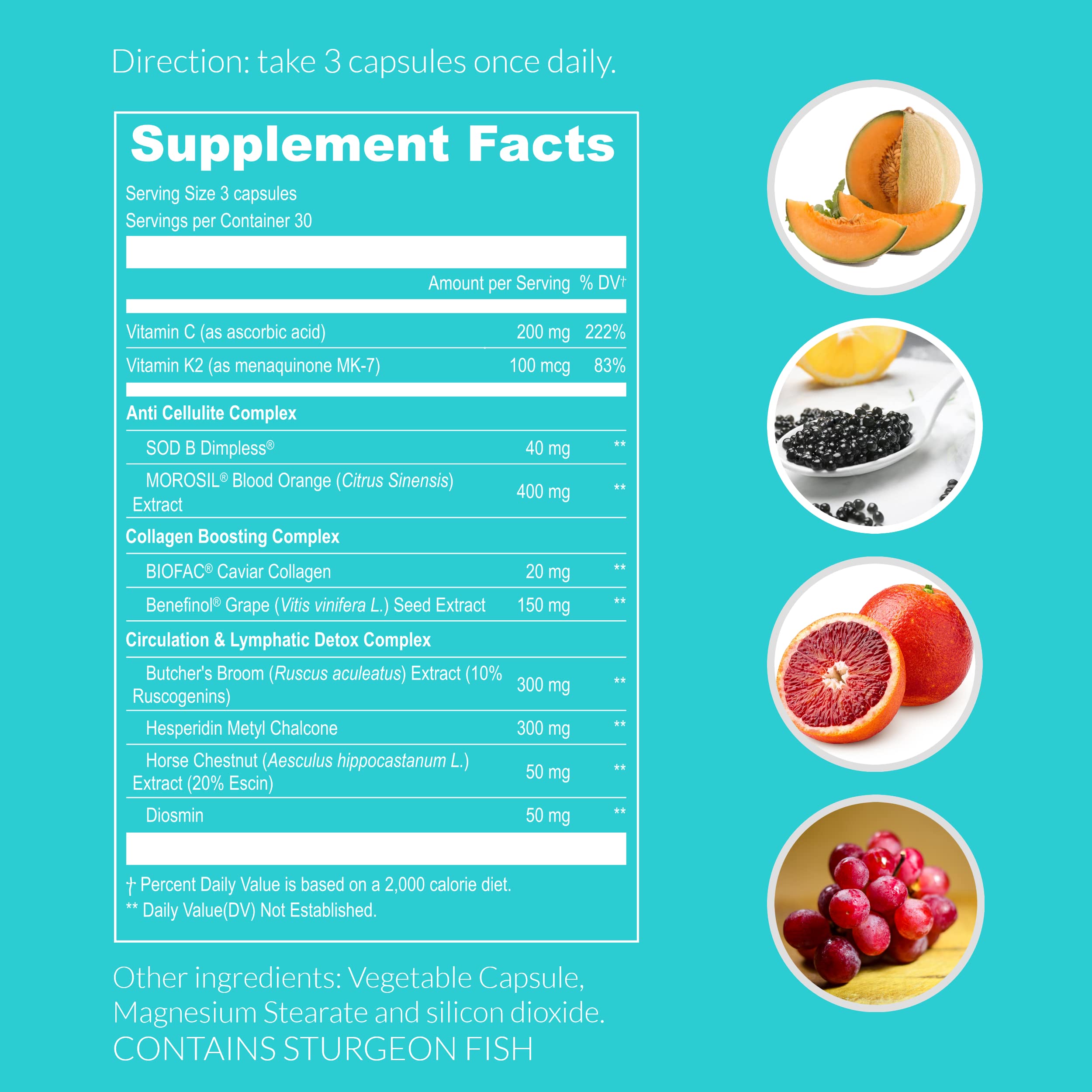 UpNourish Collagen Capsules back view showing nutritional information