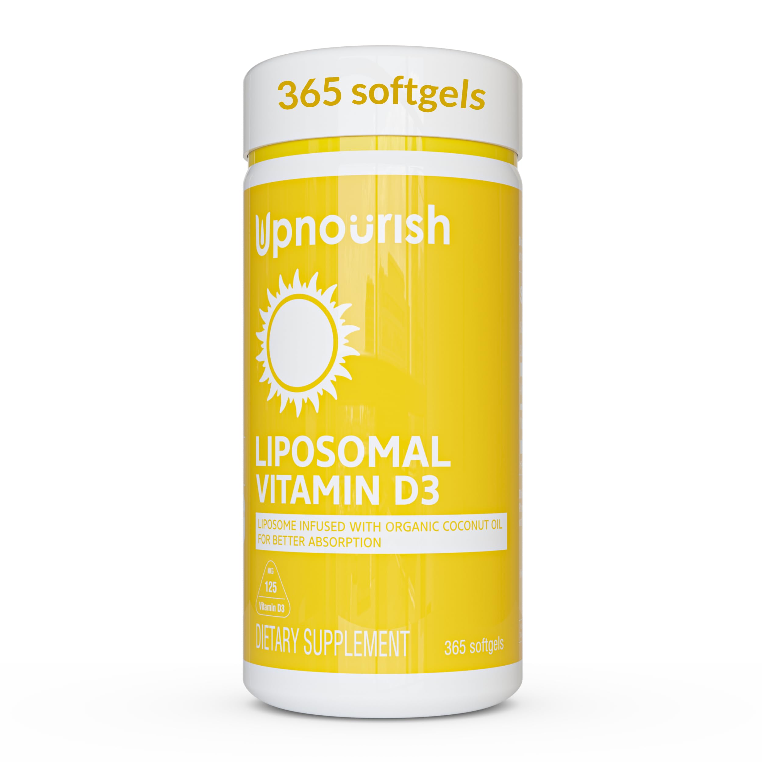UpNourish Liposomal Vitamin D3 5000 IU softgels front view