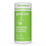 UpNourish Liposomal Vitamin D3 K2 50,000 IU softgels front view