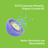 UpNourish Liposomal Vitamin D3 K2 softgel bottle with 180 mini softgels