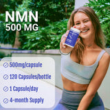 UpNourish NAD+ support 500mg NMN supplement bottle with label
