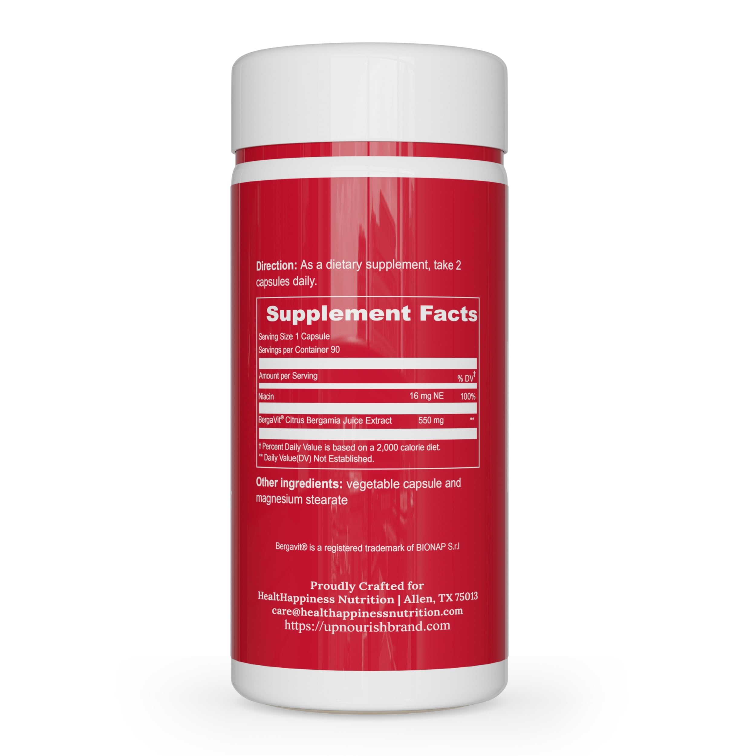 UpNourish Olive Leaf Extract with BERGAVIT ingredients list