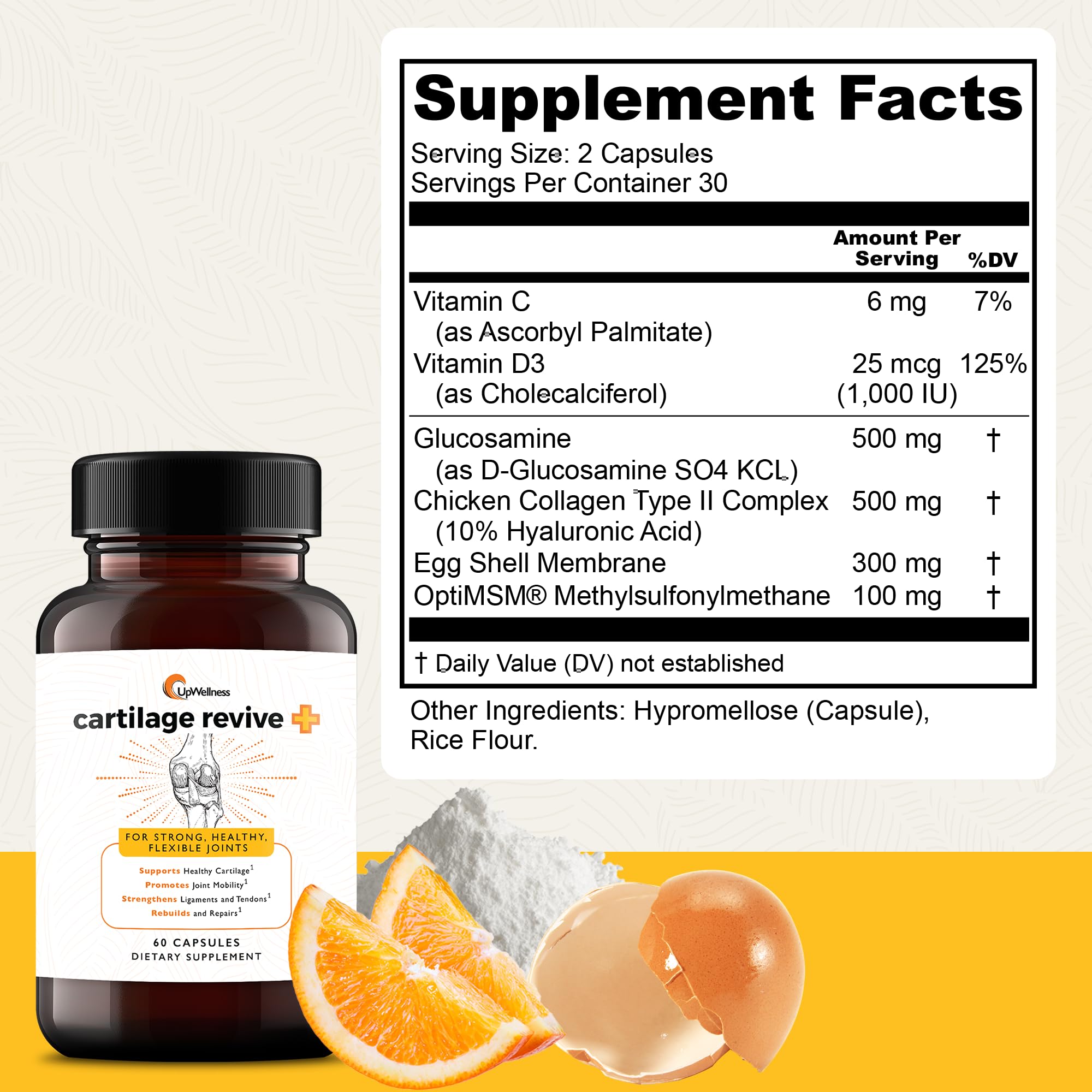 UpWellness Cartilage Revive + Joint Health Supplement capsules close-up