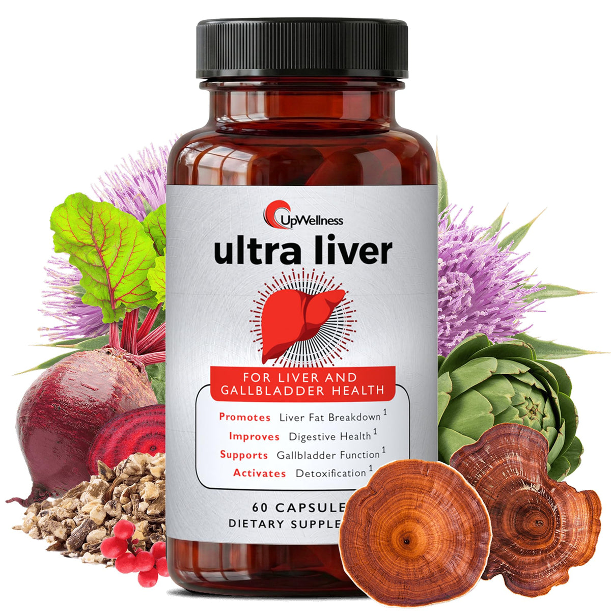 UpWellness Ultra Liver Supplement 60 capsules front view