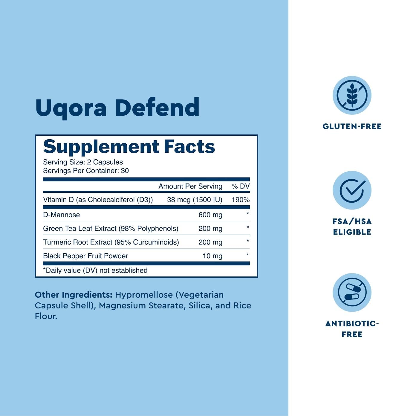 Uqora Defend Turmeric Supplement bottle side view