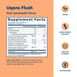Uqora Flush drink mix packet in a glass of water