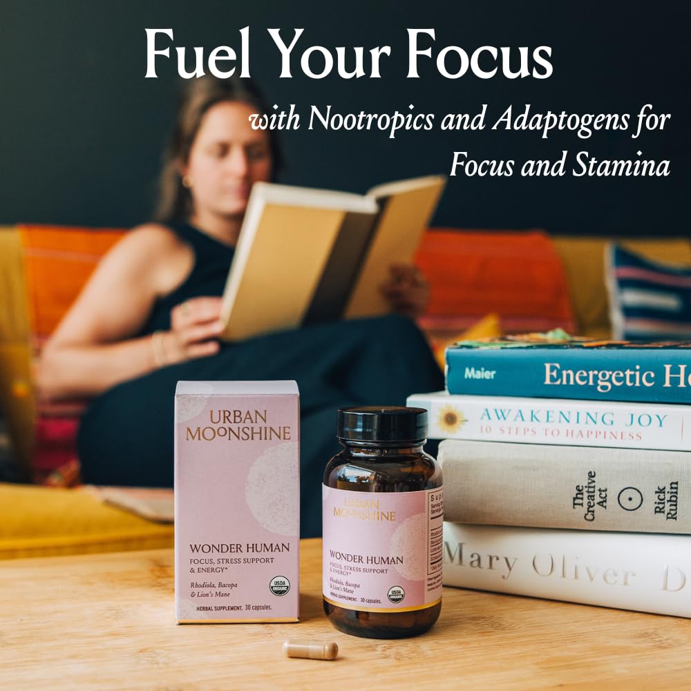 Urban Moonshine Focus Supplement packaging with organic certification