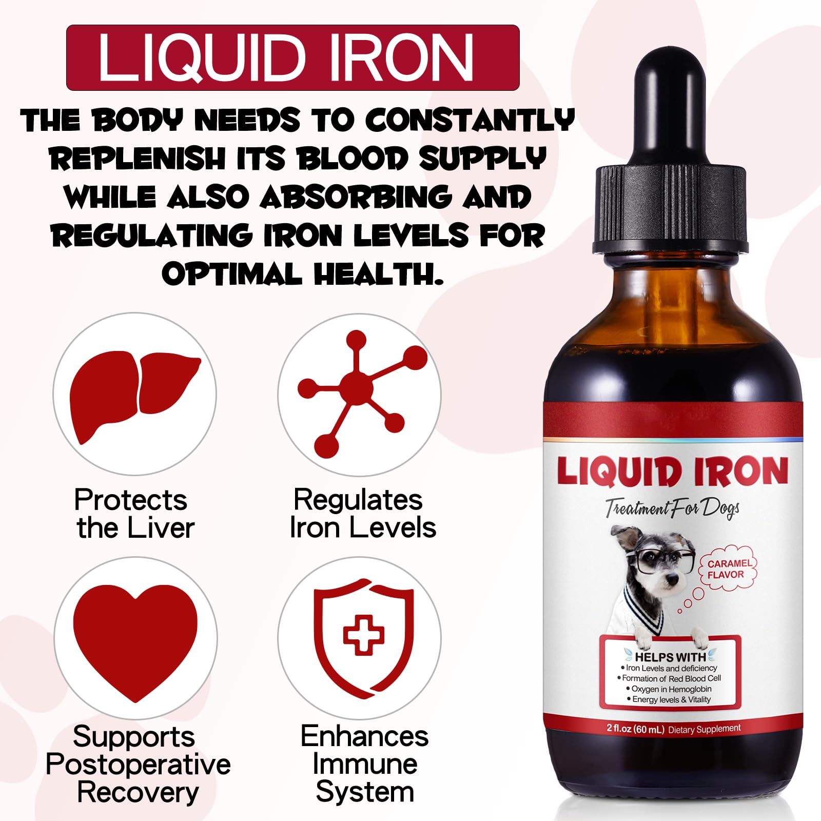 Uruses Liquid Iron Drops for Dogs 28g back view