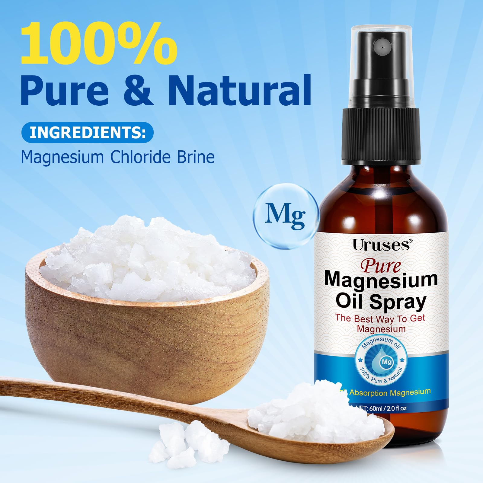 Uruses Magnesium Oil Spray 150g bottle side view