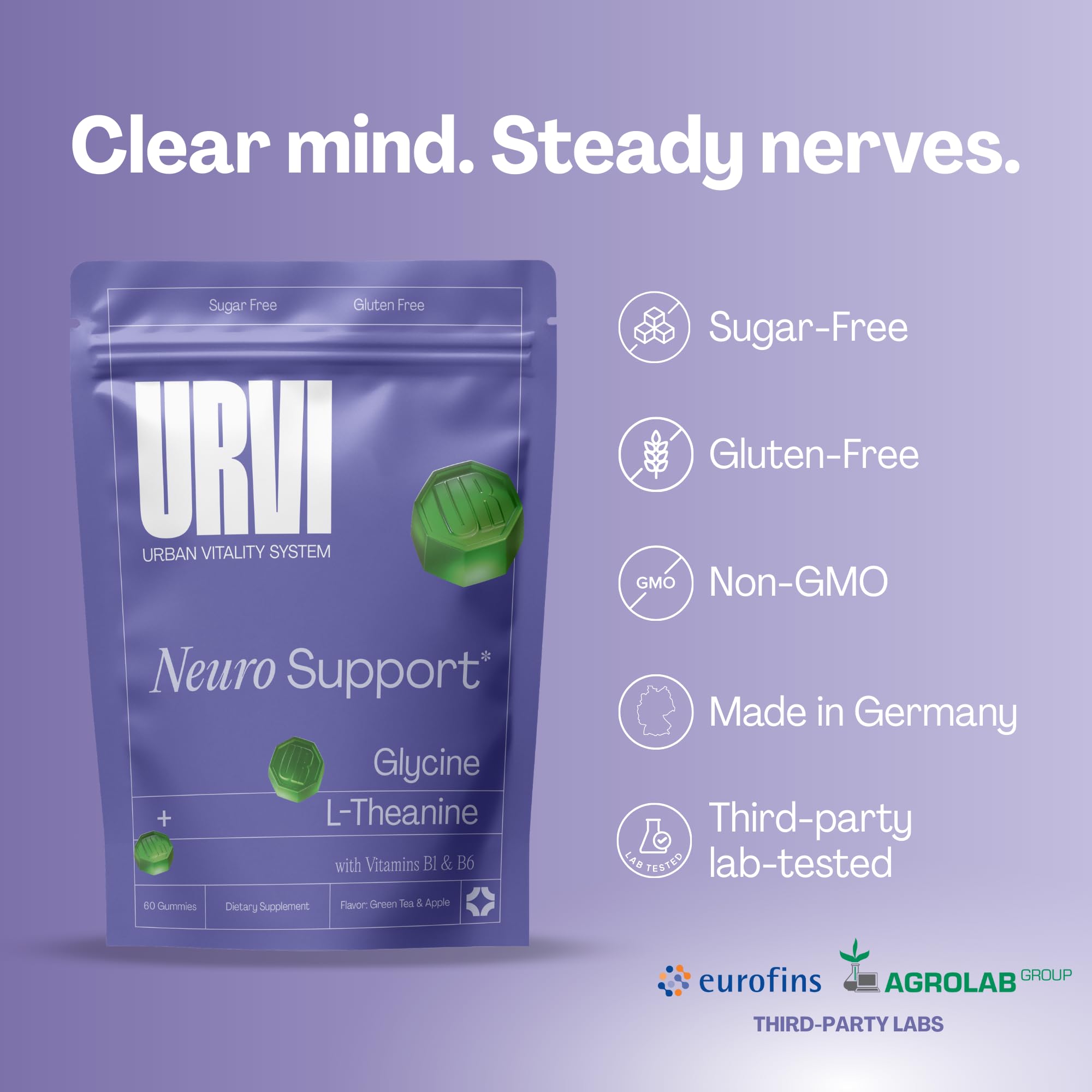 URVI L-Theanine Gummies side view packaging