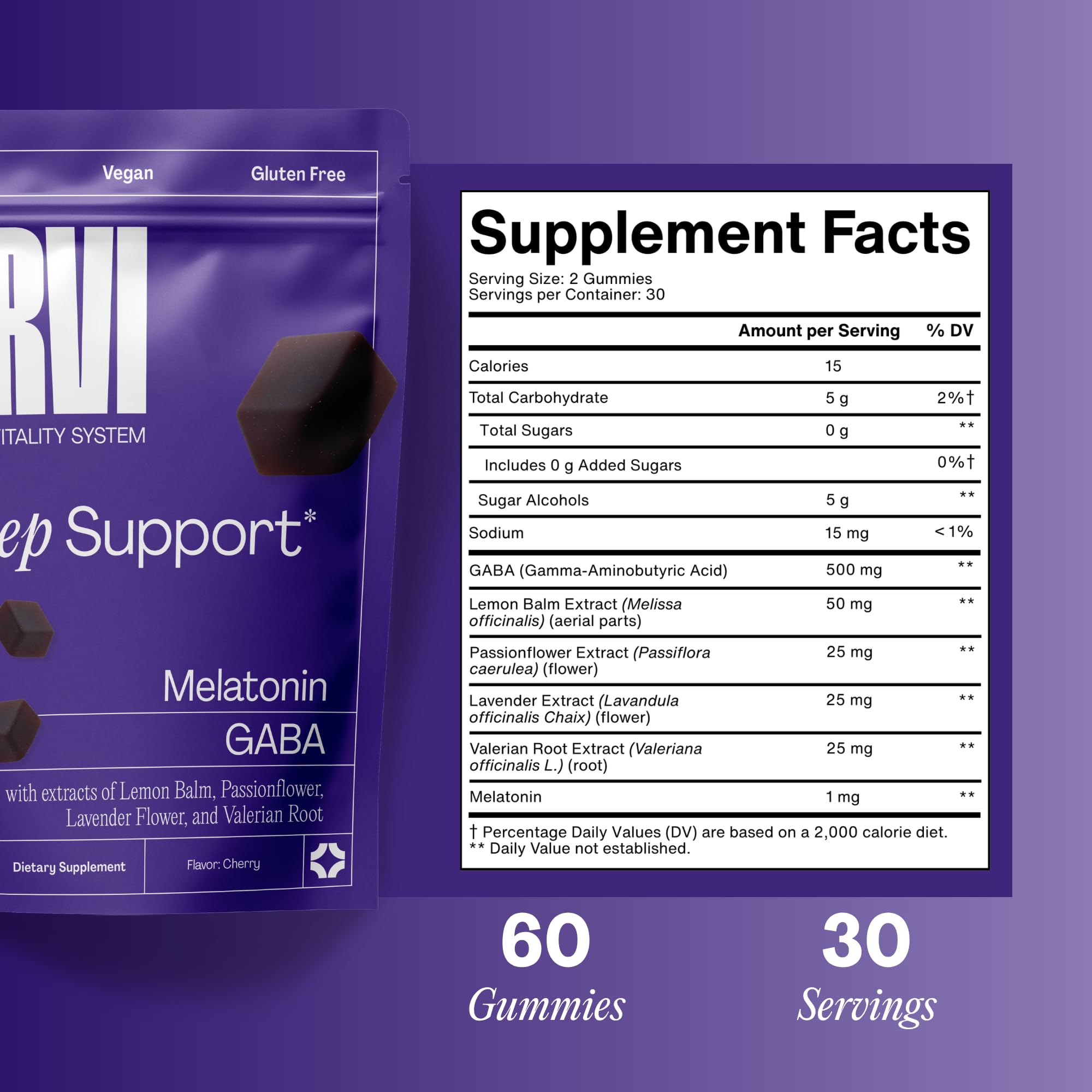 URVI Natural Sleep Aid Gummies Cherry flavour back view