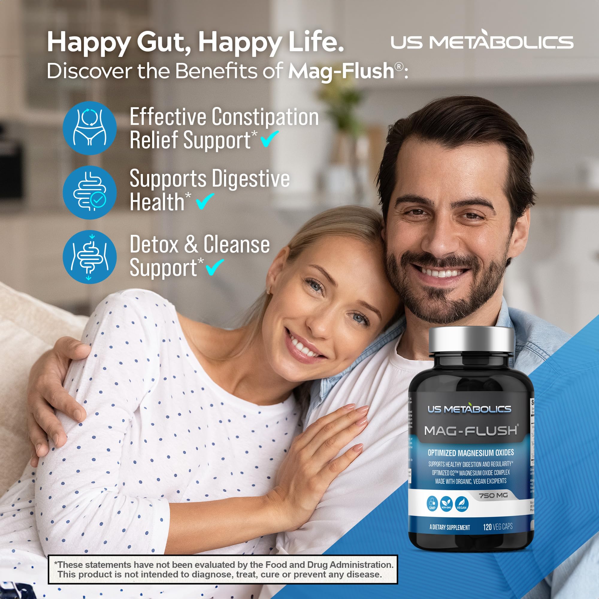 US a balanced routine Magnesium Flush 750mg capsules with measuring spoon