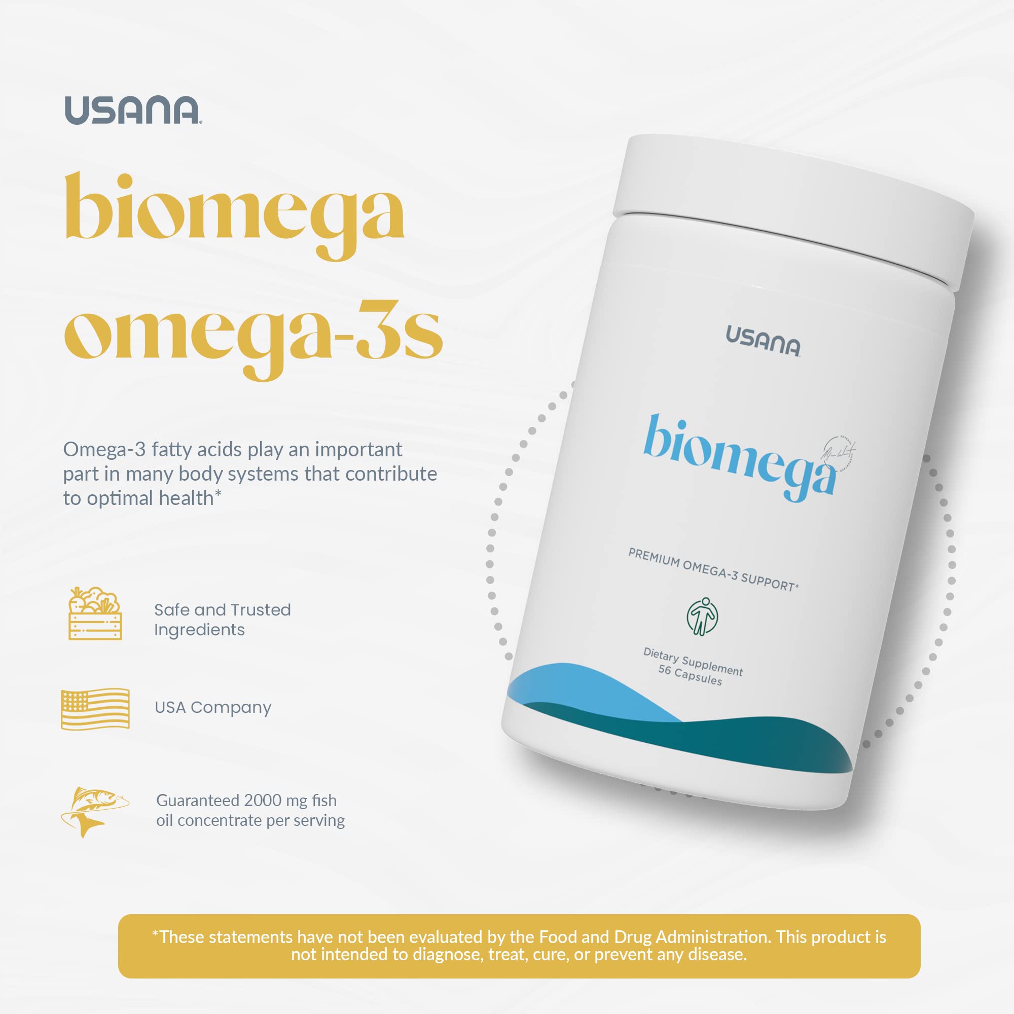 USANA BiOmega Omega-3 Supplement 56 Capsules back view