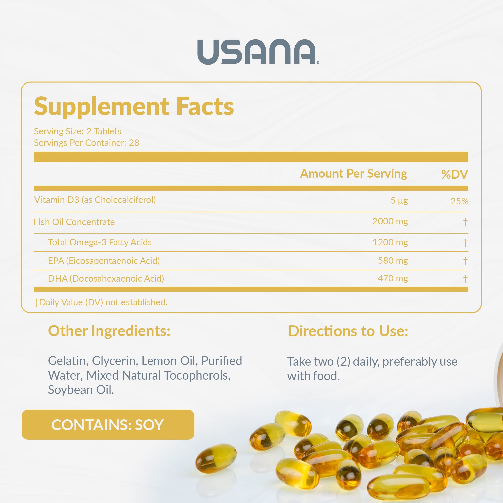 USANA BiOmega Omega-3 Supplement ingredients list