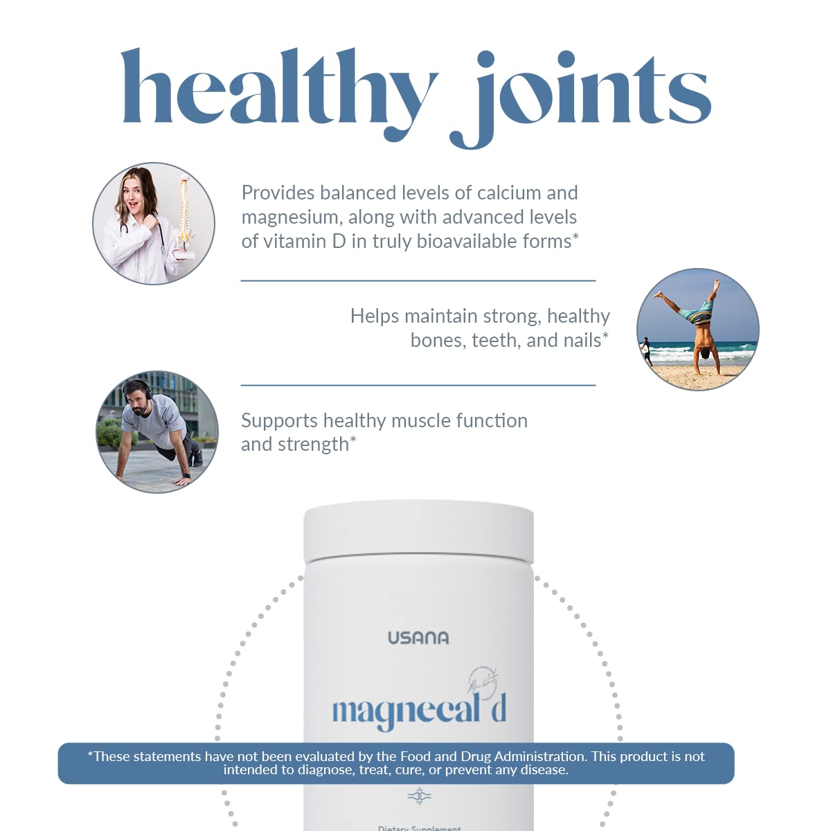 USANA Calcium Supplement 181g lifestyle scene with active person