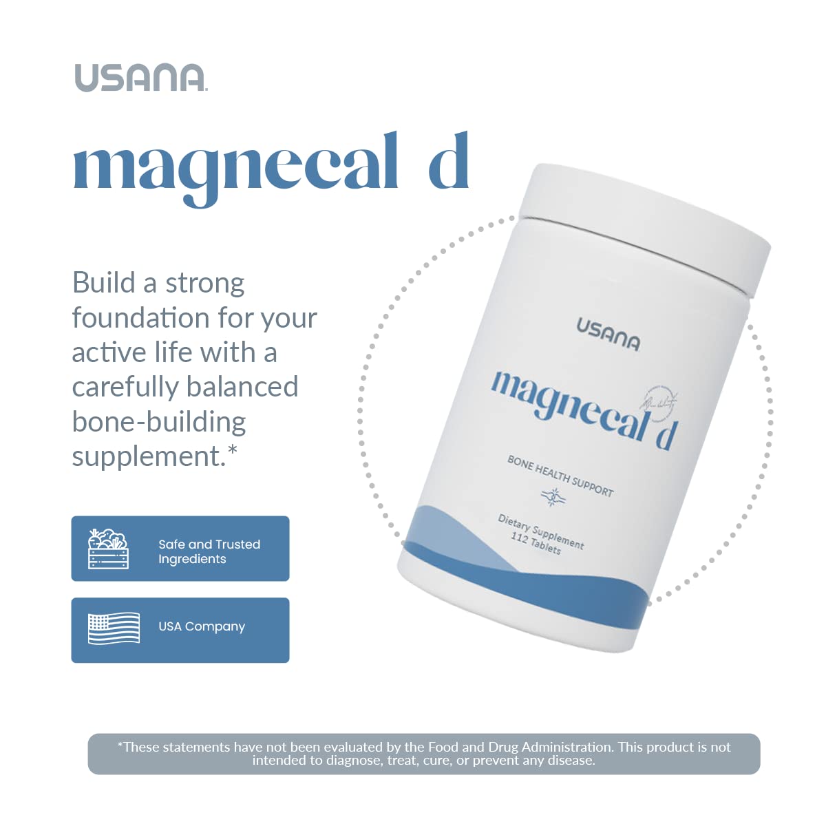 USANA Calcium Supplement 181g side view showing capsule