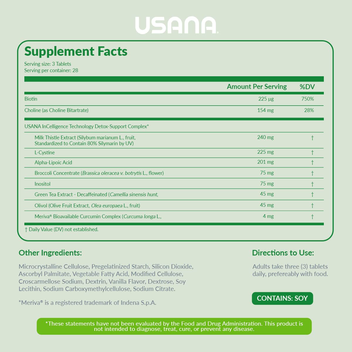 USANA Hepasil DTX Liver Extract Supplement side view