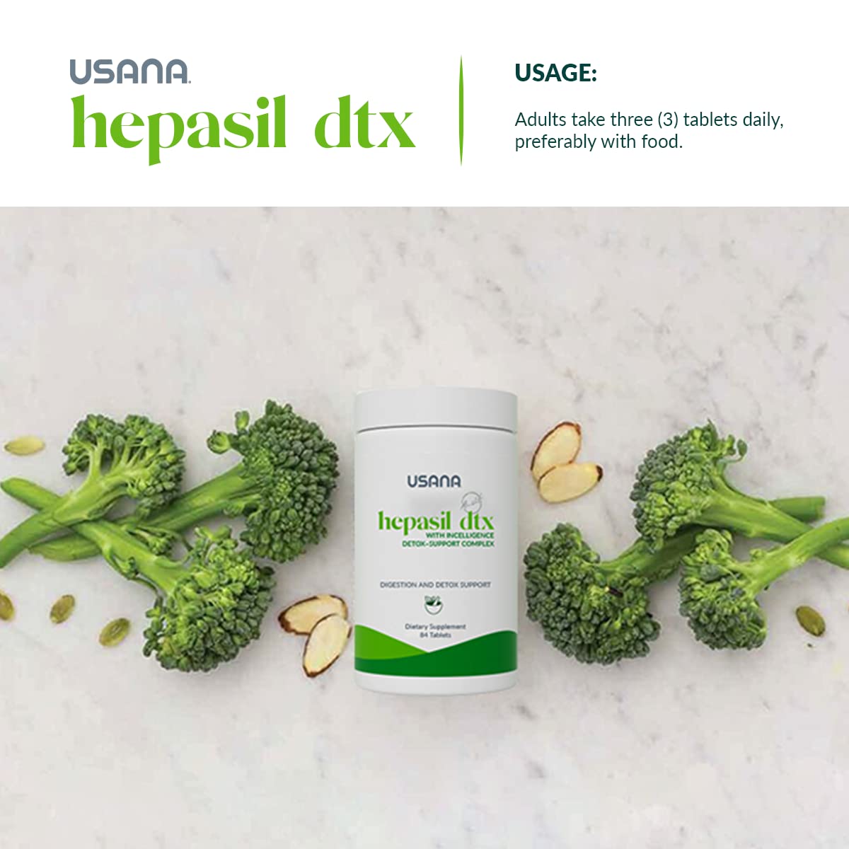 USANA Hepasil DTX tablets in a hand