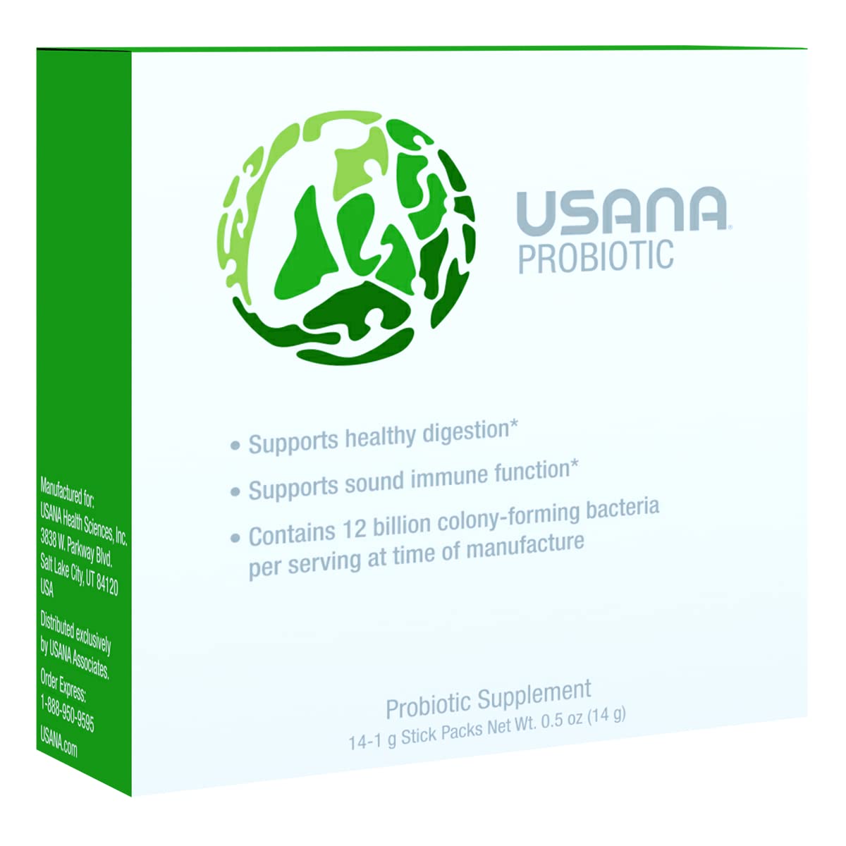 USANA Probiotic Powder Stick Pack front view with packaging