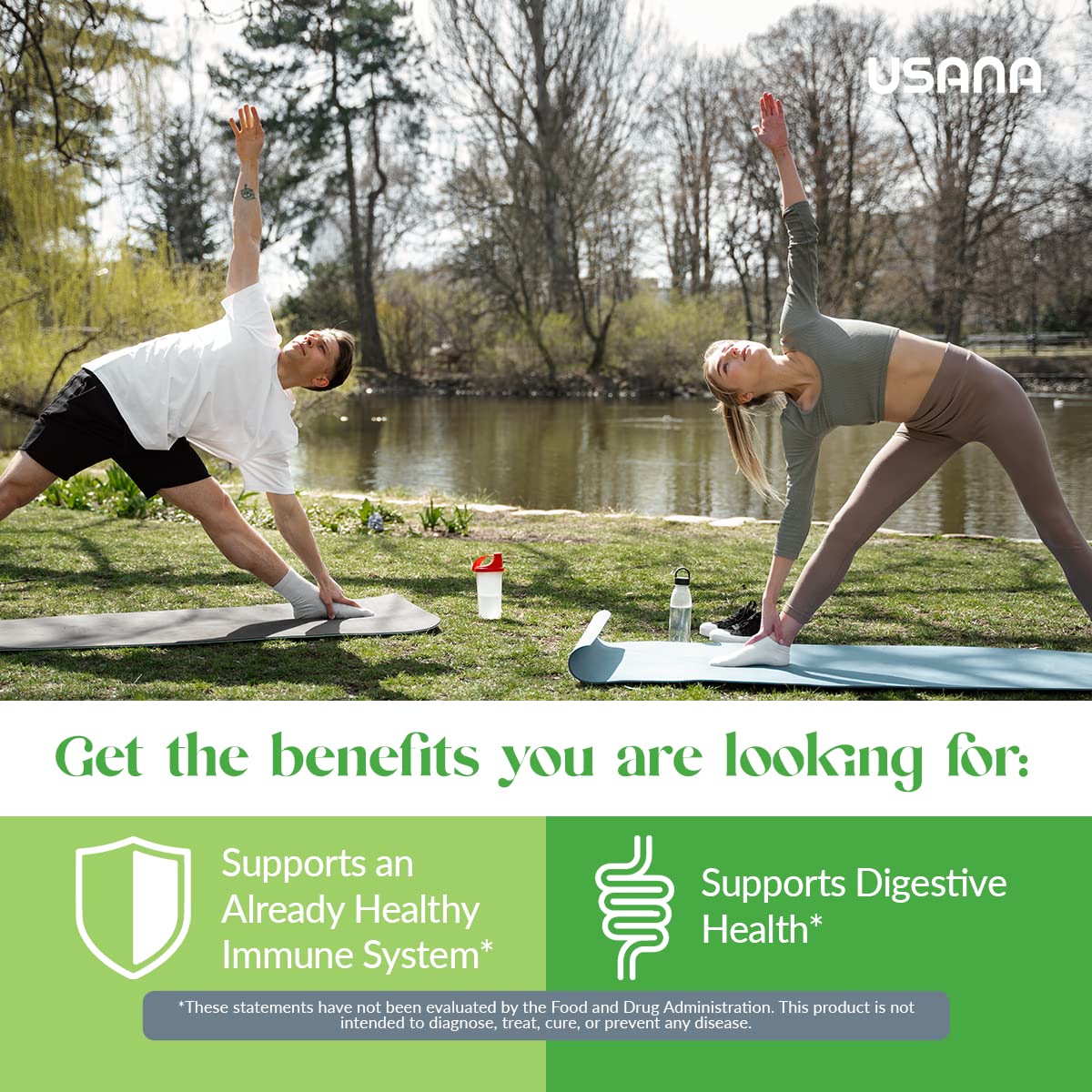 USANA Probiotic Powder Stick Pack lifestyle scene with beverage