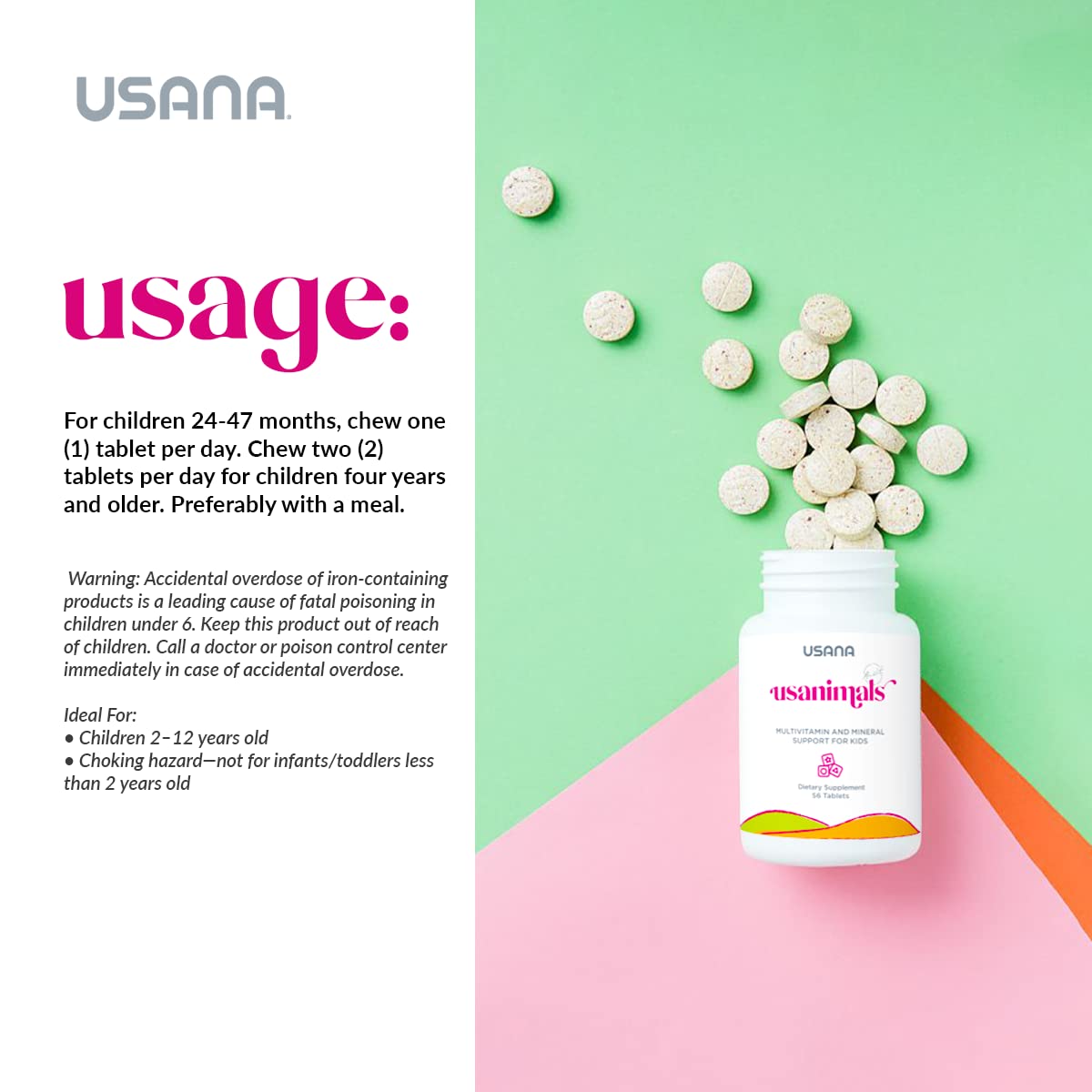 USANA Usanimals Multivitamins 125g with fun animal shapes