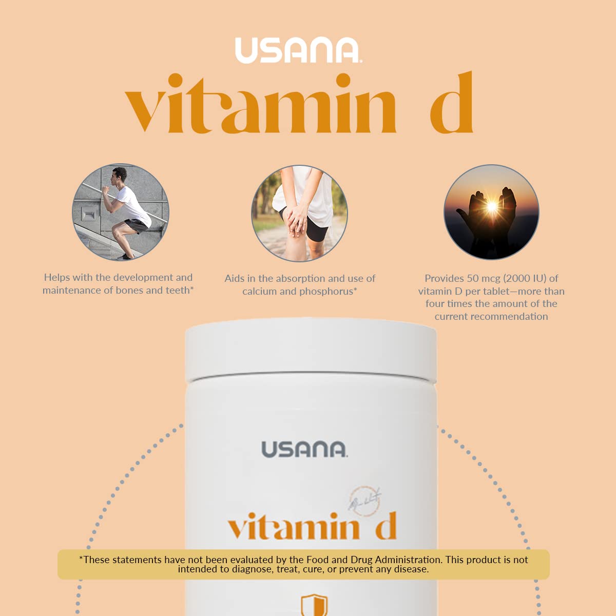 USANA Vitamin D 2000 IU supplement packaging details