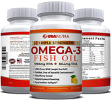 USANUTRA Fish Oil Softgels back view with ingredient list