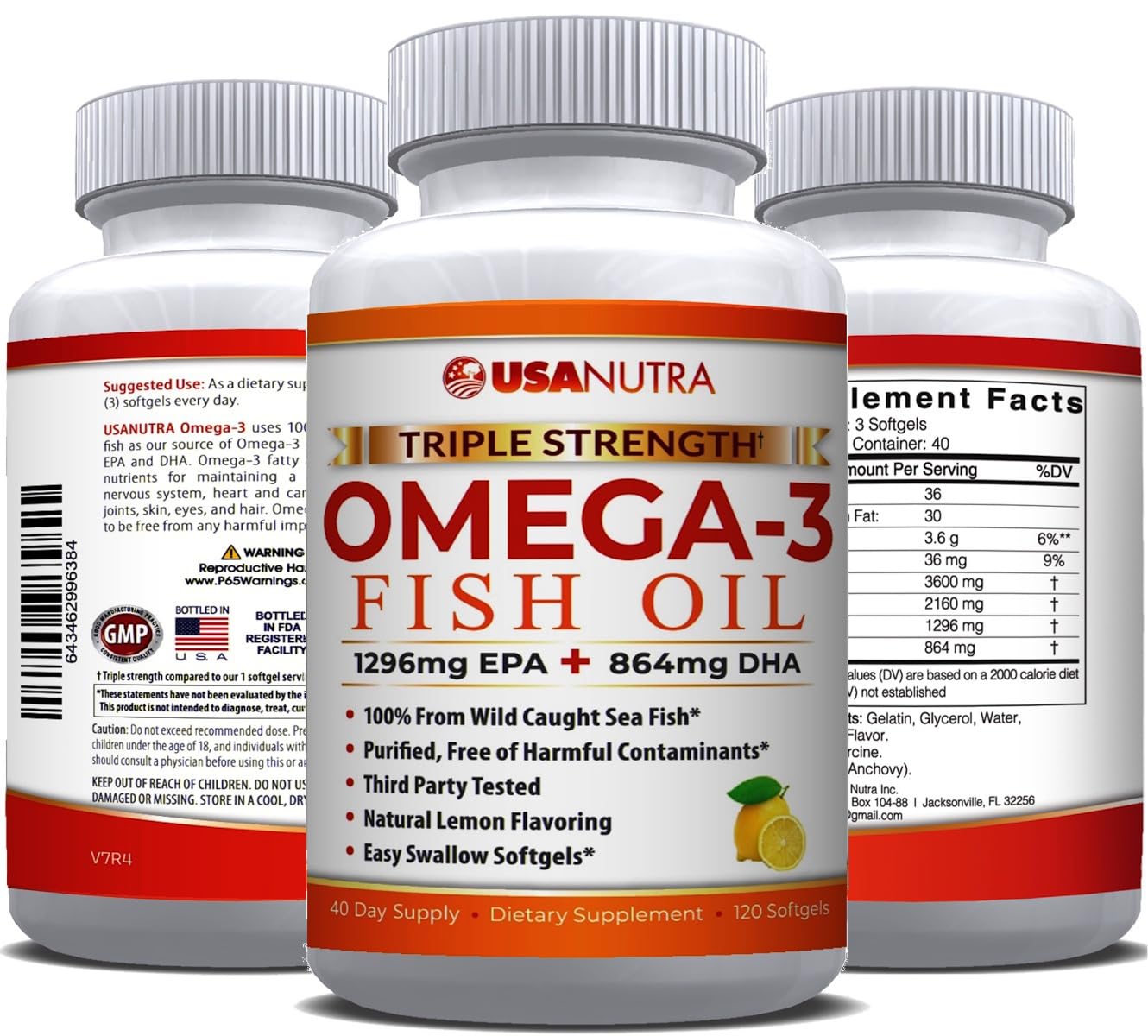 USANUTRA Fish Oil Softgels front view with packaging
