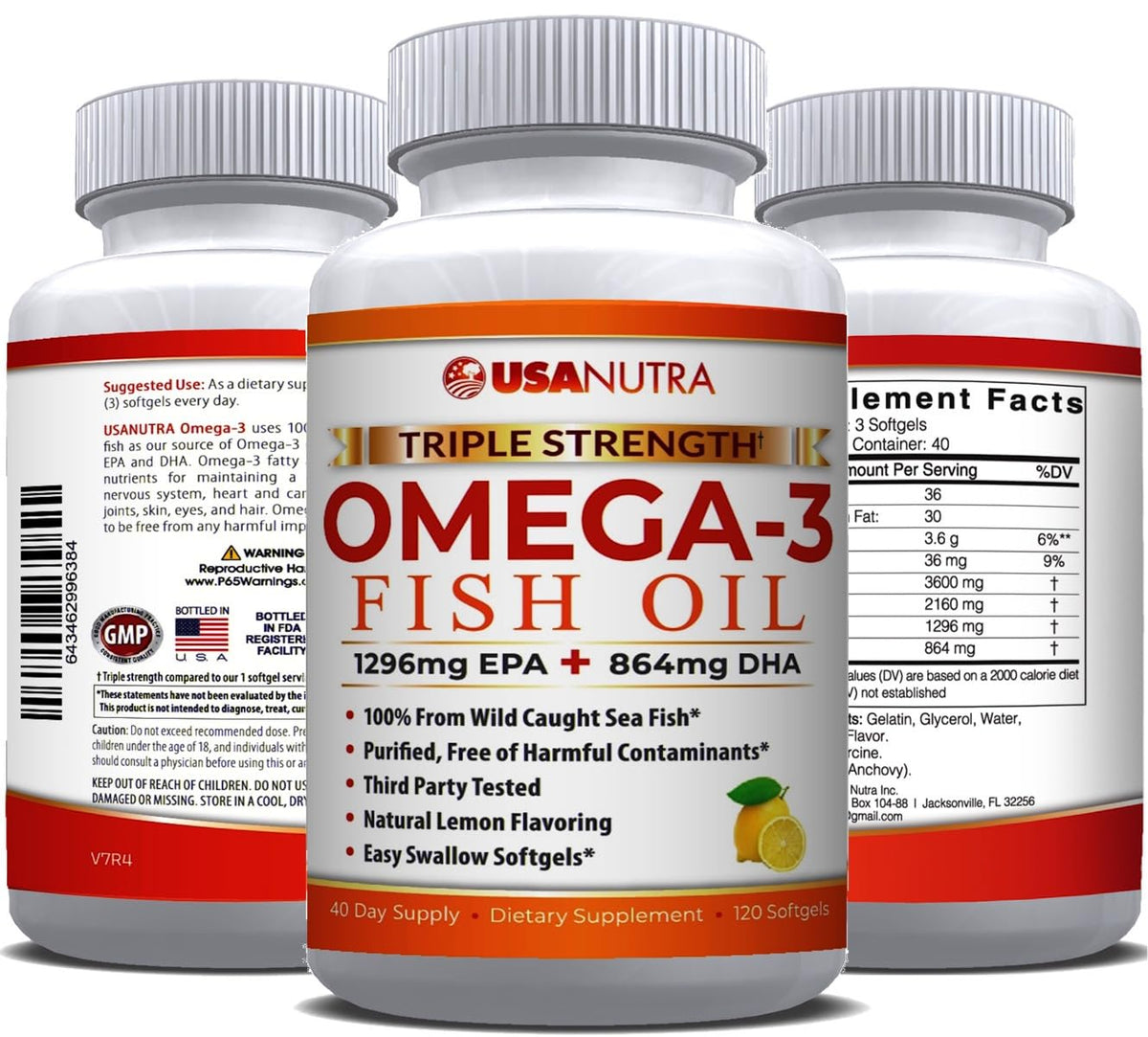 USANUTRA Fish Oil Softgels front view with packaging