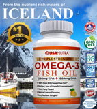 USANUTRA Fish Oil Softgels side view showing softgel size