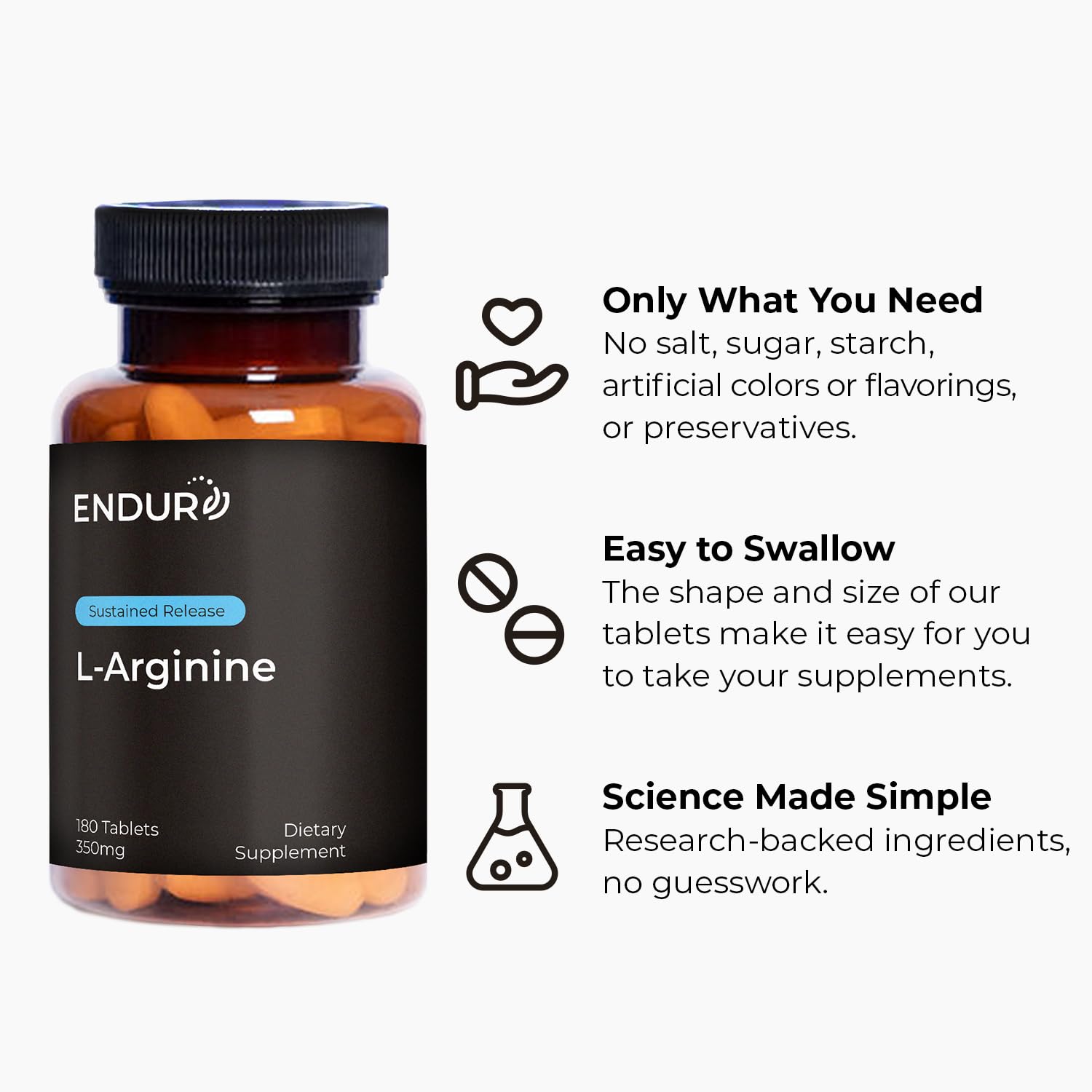 use Products L-Arginine 350mg tablets back view