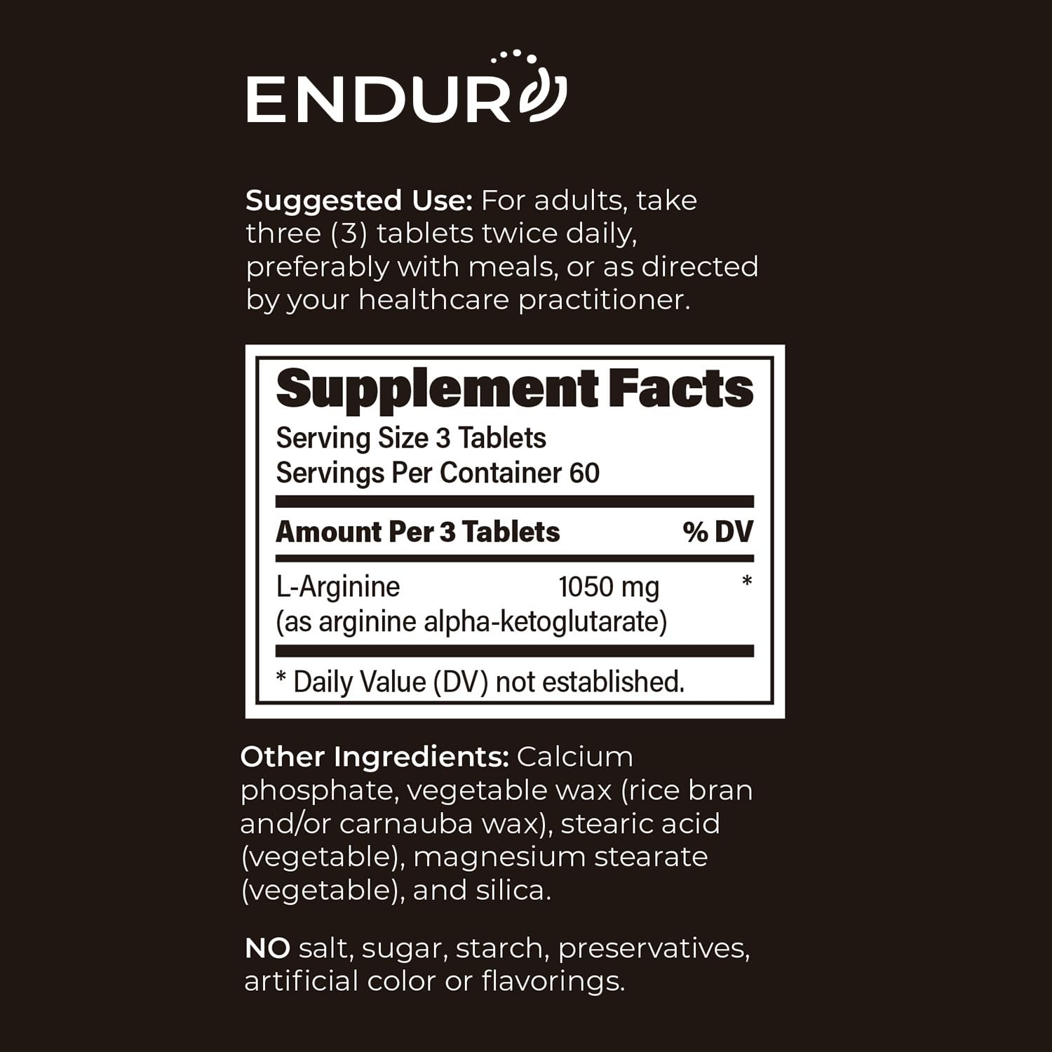 use Products L-Arginine 350mg tablets nutritional information