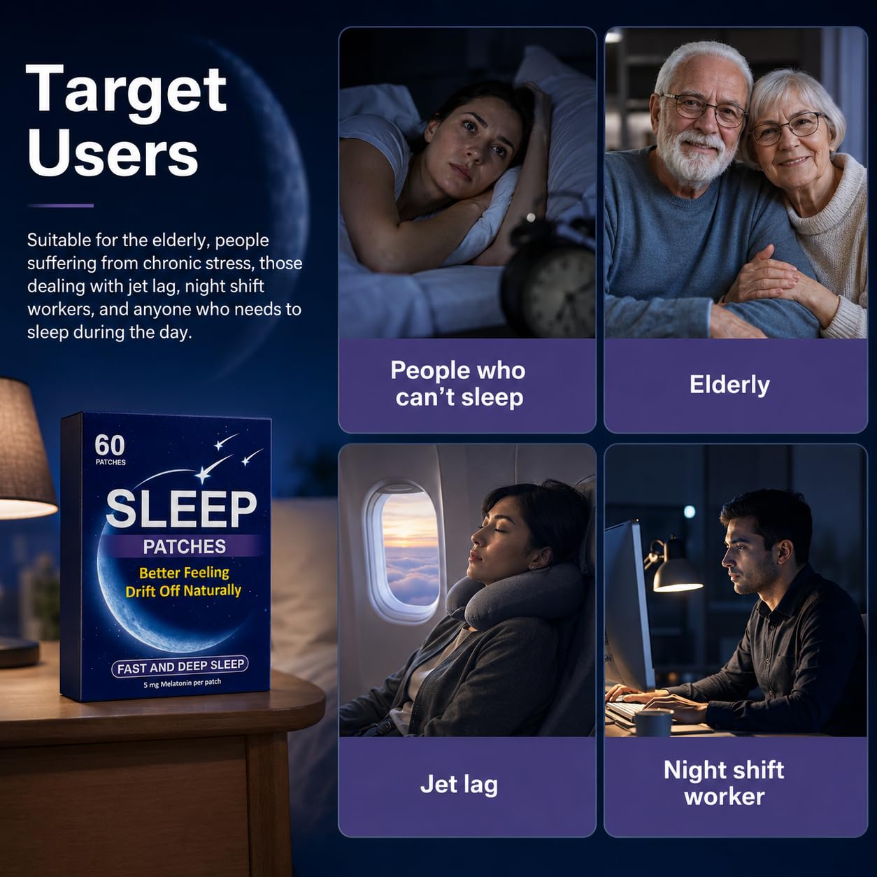 User applying REVCIODOWS Deep Sleep Stickers before bed