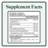 Utzy Naturals Allurtica Nettle Capsules back view with ingredient list