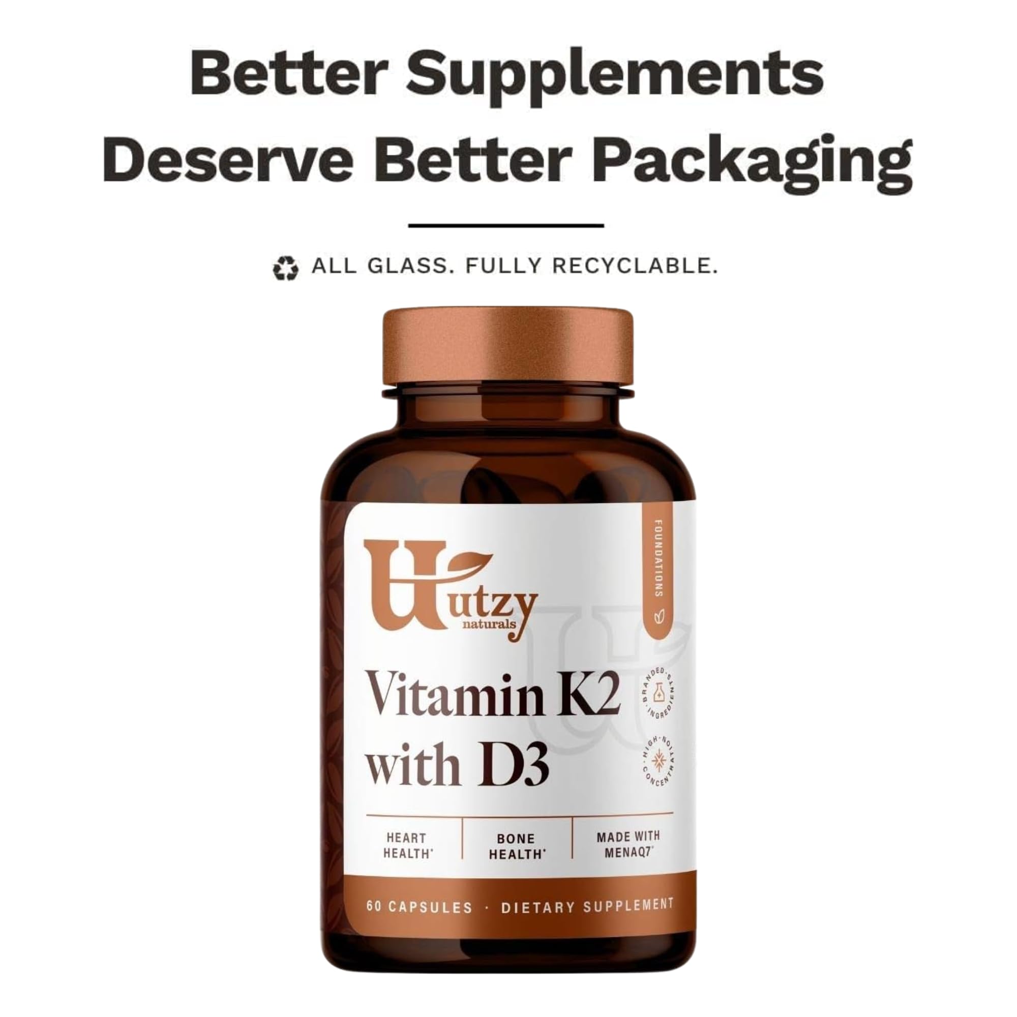 Utzy Naturals Vitamin D Supplement capsule in a glass of water