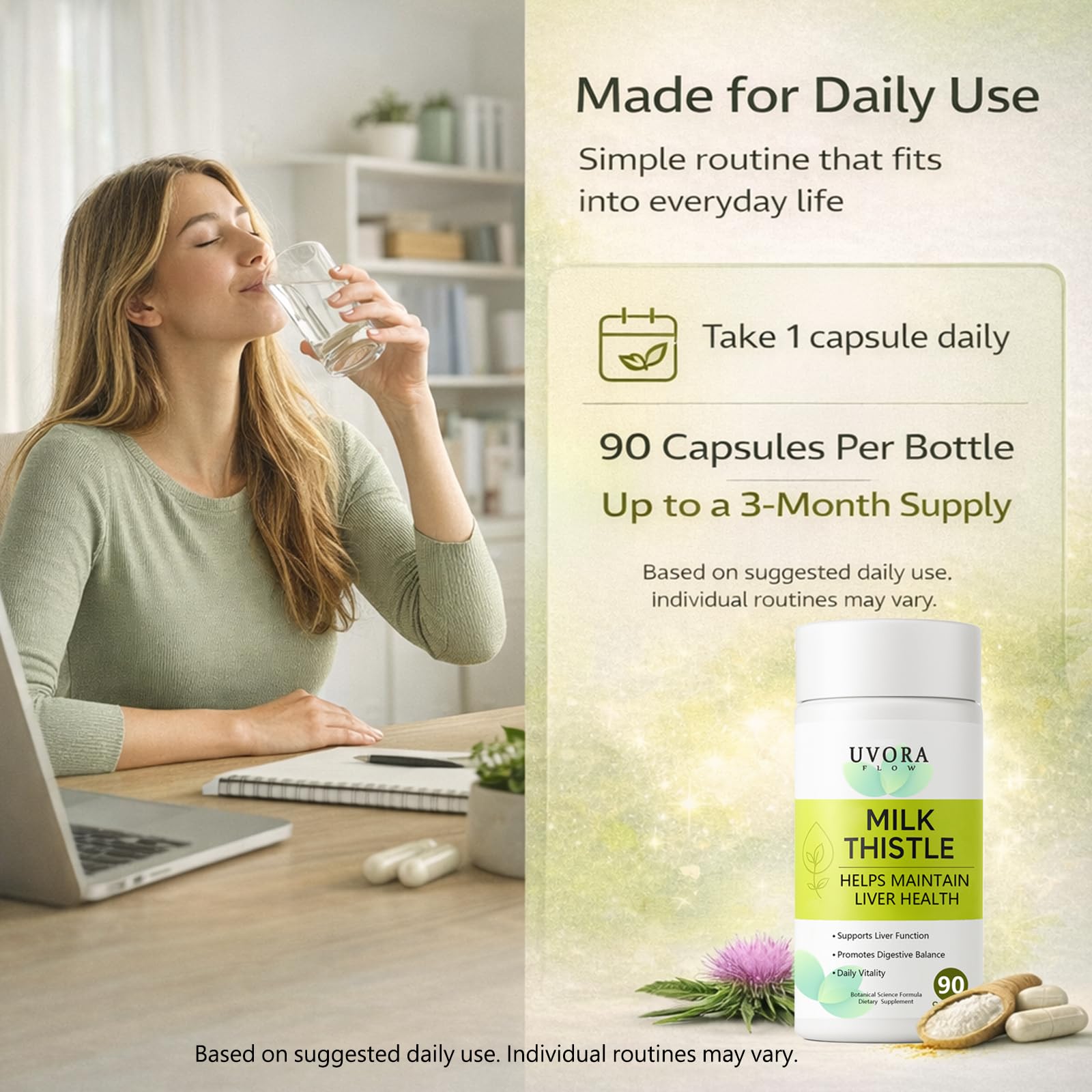 Uvora Milk Thistle 2.0 capsule bottle back view