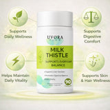 Uvora Milk Thistle 2.0 capsules on a wooden surface