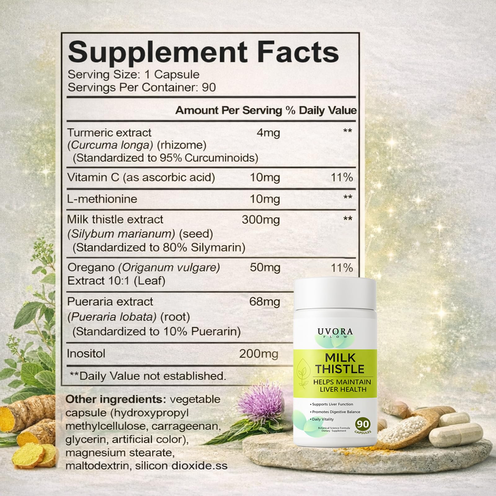 Uvora Milk Thistle 2.0 product packaging details