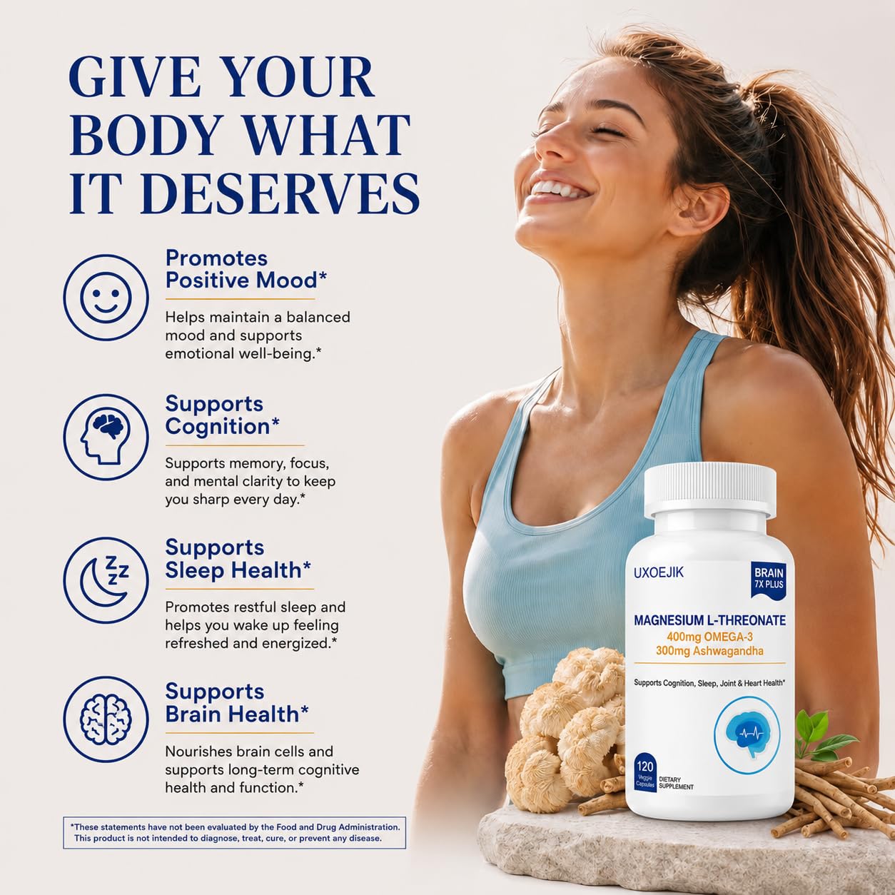UXOEJIK Magnesium L-Threonate supplement bottle with label