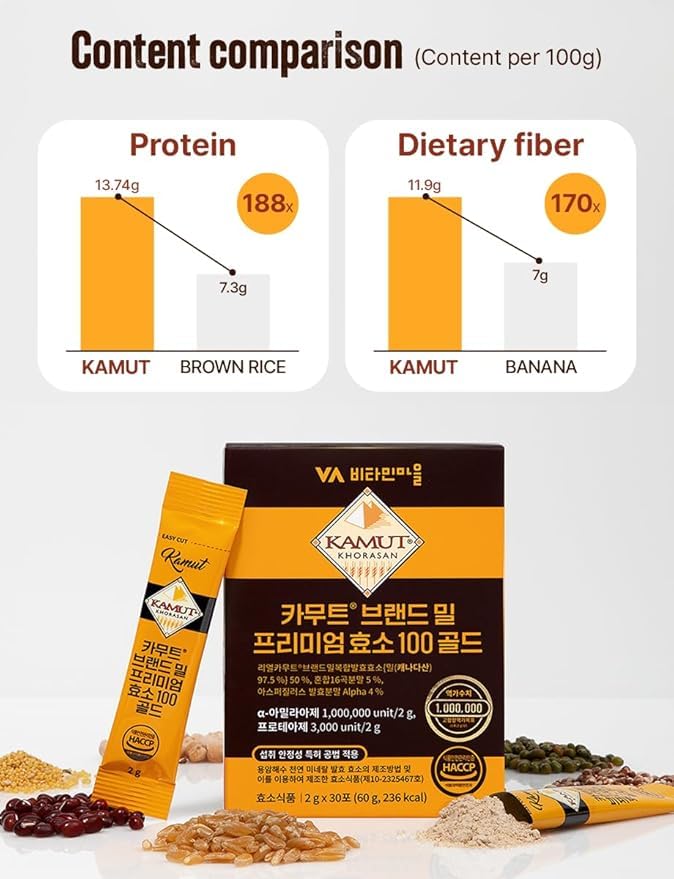 VA비타민마을 Kamut Grain Powder Sticks on a wooden table