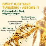 VAHDAM Turmeric Supplement capsules in a hand
