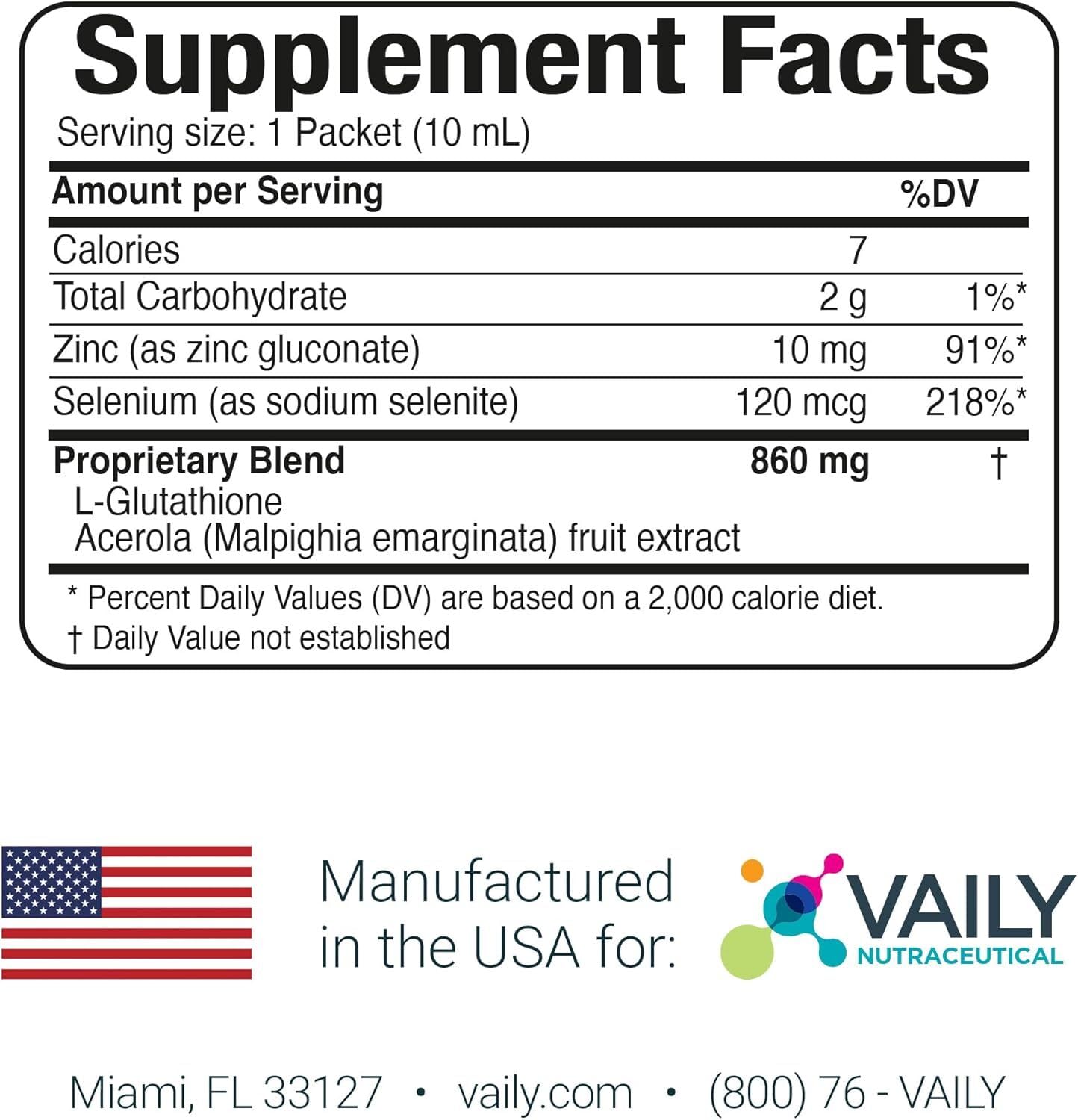 Vaily Liquid Glutathione Supplement with Vitamin C and Zinc