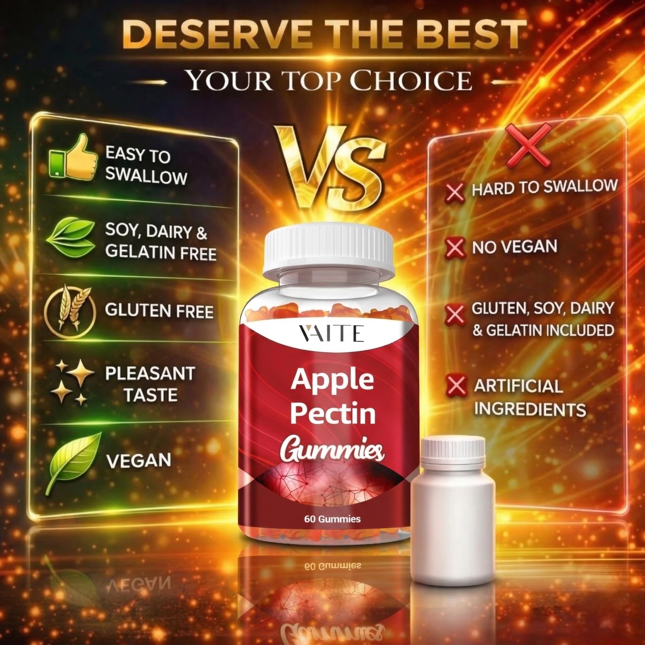 VAITE Apple Pectin Gummies showing serving size on a spoon